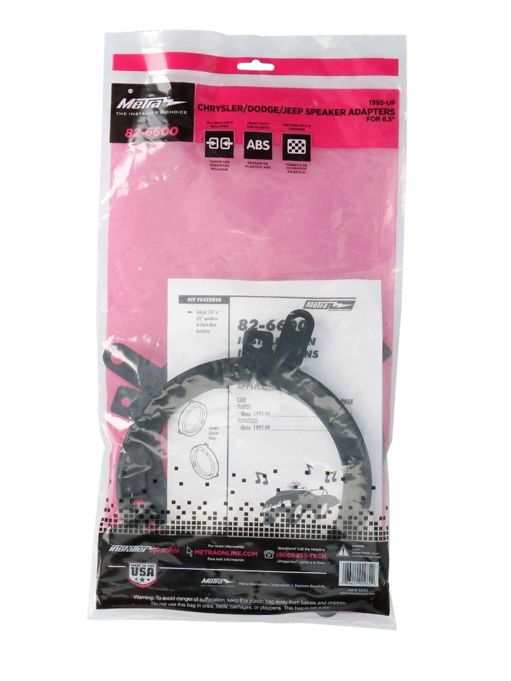 82-6600 Black Speaker Adapter Kit for Chrysler/Dodge/Jeep